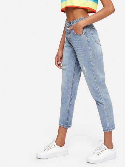 Ripped Capri Jeans - Click Image to Close