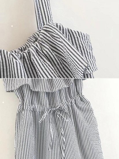 Stripe High Waist Casual Long Jumpsuits - Click Image to Close