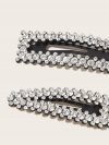 Rhinestone Engraved Hair Snap Clip 2pcs