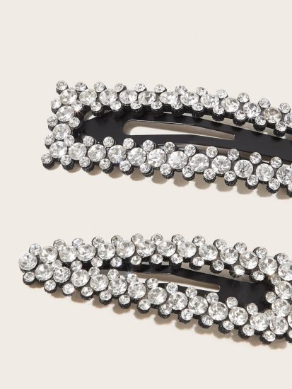 Rhinestone Engraved Hair Snap Clip 2pcs - Click Image to Close