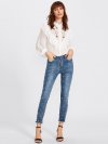 Pearl Beaded Frayed Hem Jeans