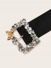 Flower & Rhinestone Decor Wide Belt