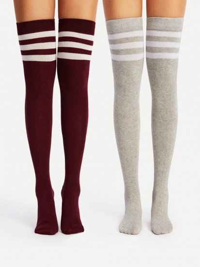 Striped Over The Knee Socks 2pairs - Click Image to Close