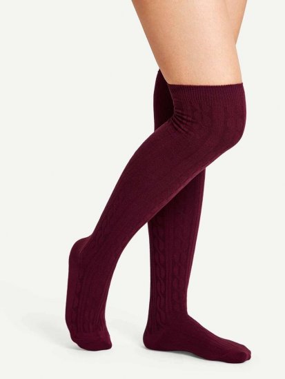 Plain Over The Knee Socks - Click Image to Close