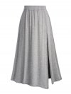 Solid High-Waist Split Pleated Slit Pleated Skirts