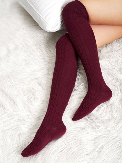 Plain Over The Knee Socks - Click Image to Close