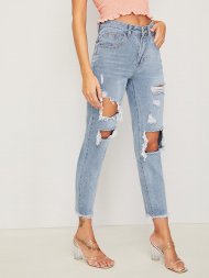 Ripped Raw Hem Crop Jeans