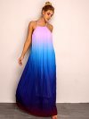 Joyfunear Open Back Ombre Halter Maxi Dress