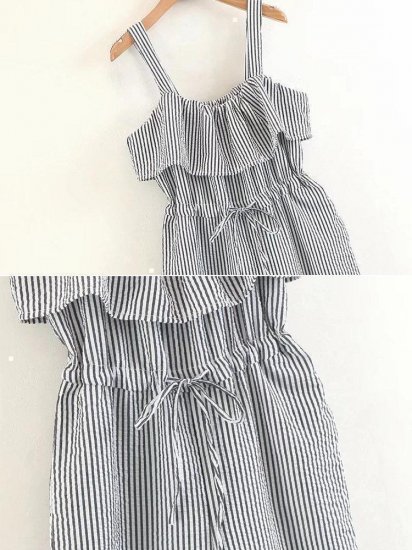 Stripe High Waist Casual Long Jumpsuits - Click Image to Close