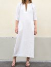 Vintage Striped V Neck Pockets Summer Maxi Dress