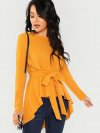 Self Belted Asymmetrical Hem Top