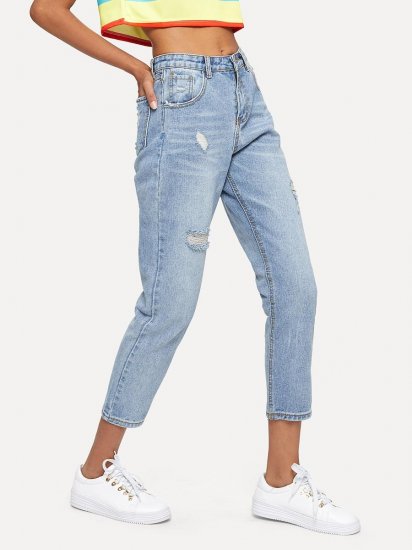 Ripped Capri Jeans - Click Image to Close