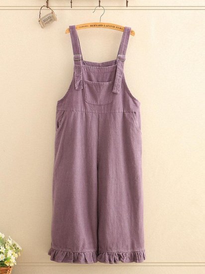 Straps Solid Color Stringy Selvedge Hem Jumpsuits - Click Image to Close