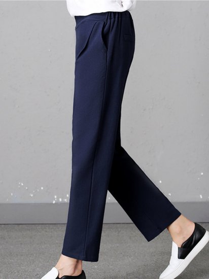 Casual Pure Color Elastic Waist Women Pants With Pockets - Click Image to Close