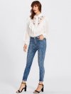 Pearl Beaded Frayed Hem Jeans