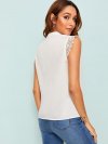 V-placket Lace Trim Shell Top