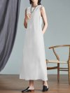 Sleeveless Summer Cocktail Beach Party Solid Kaftan Long Shirt Dress