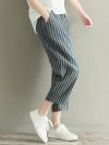 Casual Stripe Drawstring Waist Loose Women Pants