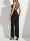 Leopard Print Patchwork High Waist Casual Jumpsuit For Women