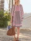 Bohemian Floral Printed V-neck Midi Dress