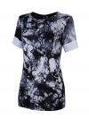 Casual Tie-dyed Patchwork O-neck Short Sleeve T-shirt For Women