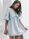 Simplee Frill Trim V Neck Cut-out Back Dress