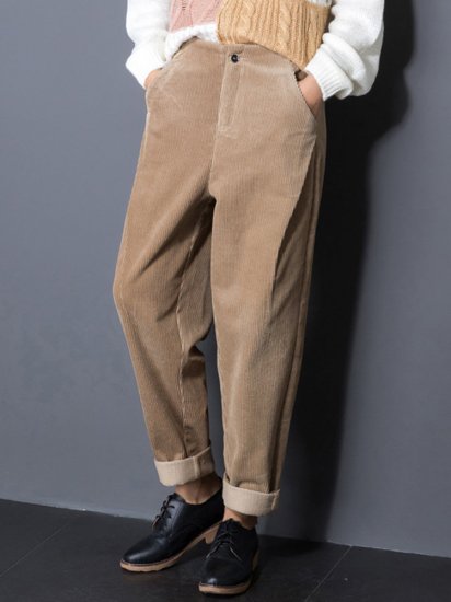 Casual Pure Color Pockets High Waist Pants For Women - Click Image to Close