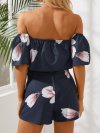 Floral Print Off-shoulder Short Sleeve Casual Romper for Women