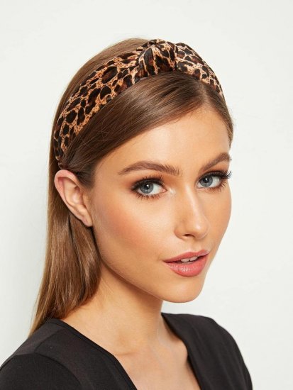 Leopard Pattern Knot Decor Headband - Click Image to Close