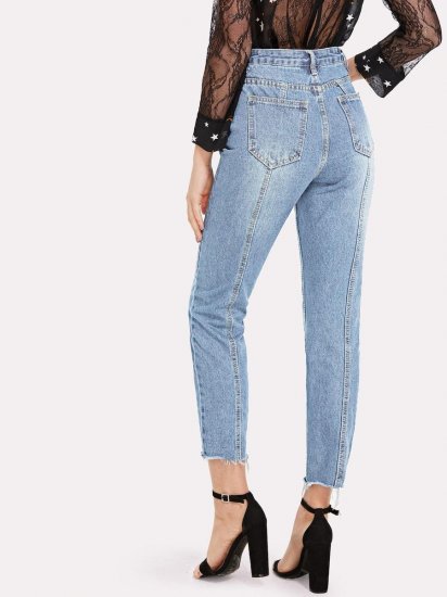 Frayed Hem Jeans - Click Image to Close