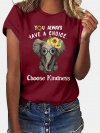 Cartoon Elephant Letter Print Short Sleeve T-shirt For Women