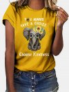 Cartoon Elephant Letter Print Short Sleeve T-shirt For Women