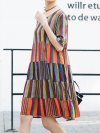 Stripe Multi-color Short Sleeve O-neck Casual Dresses