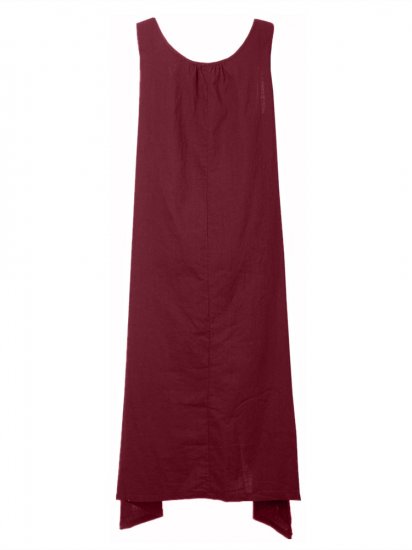 Vintage Women Sleeveless Pockets High Low Pure Color Maxi Dresses - Click Image to Close