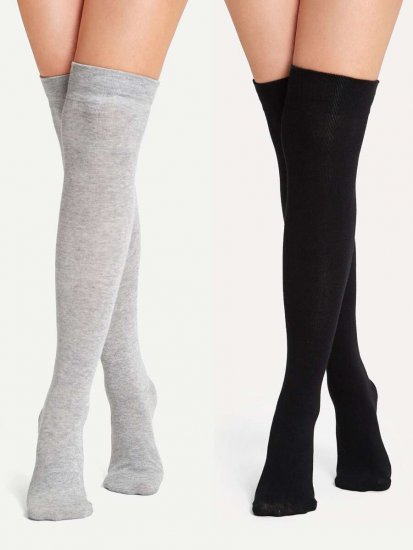 Plain Over the Knee Socks 2pairs - Click Image to Close