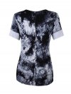 Casual Tie-dyed Patchwork O-neck Short Sleeve T-shirt For Women