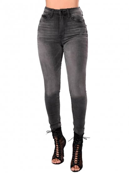 Zip Fly Skinny Crop Jeans - Click Image to Close