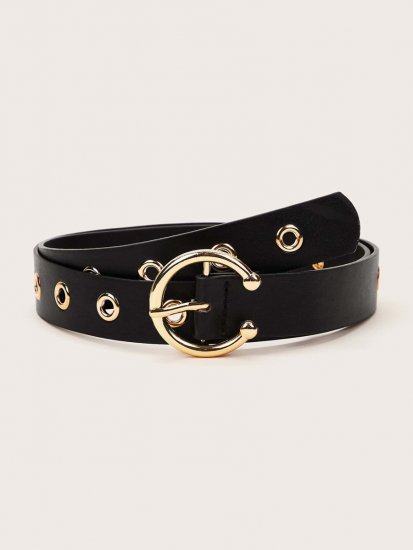 Eyelet Decor O-ring Buckle Belt - Click Image to Close