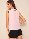 Tie Neck Contrast Piping Sleeveless Top