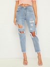 Ripped Raw Hem Crop Jeans