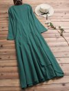 Women Vintage Cotton Tunic Baggy Long Sleeve Maxi Dress