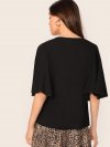 Solid V-Neck Flutter Sleeve Top