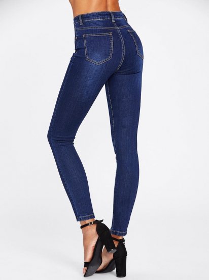 Dark Wash Skinny Jeans - Click Image to Close