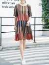 Stripe Multi-color Short Sleeve O-neck Casual Dresses