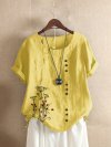 Vintage Floral Embroidery Short Sleeve T-shirt