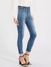 Pearl Beaded Frayed Hem Jeans