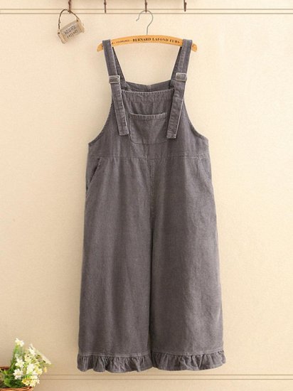 Straps Solid Color Stringy Selvedge Hem Jumpsuits - Click Image to Close