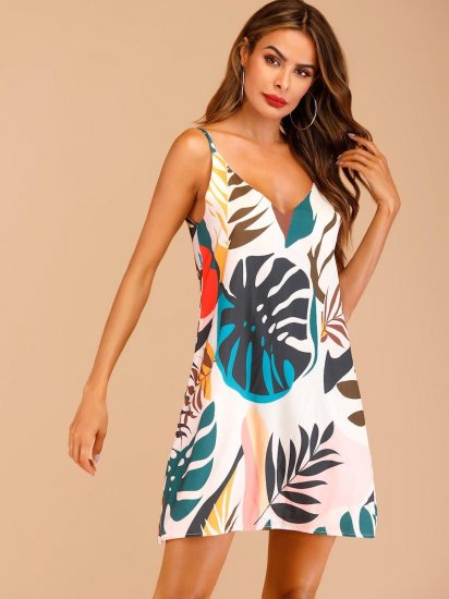 Tropical Print Cami Dress - Click Image to Close