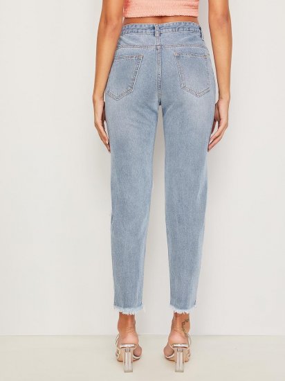 Ripped Raw Hem Crop Jeans - Click Image to Close