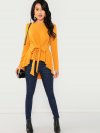 Self Belted Asymmetrical Hem Top